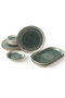 Hermia Set de desayuno de 10 piezas en crema y verde oscuro